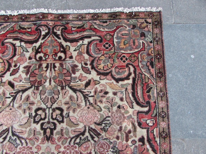 Shabby Chic Worn Vintage Hand Made Traditional White Wool Long Rug 288x120cm gallery