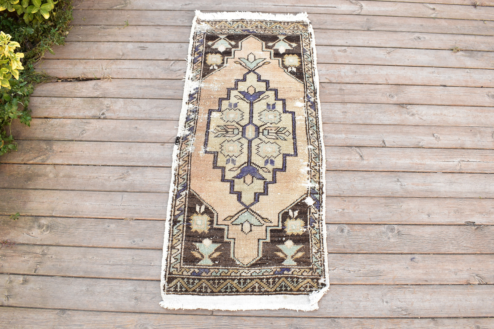 Turkish Carpet Hand Knotted 1x3 Size Doormat Chair Multi Color Rug 49x116cm gallery