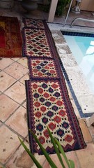Antique Caucasian Shirvan carpet kilim mafrash bag face