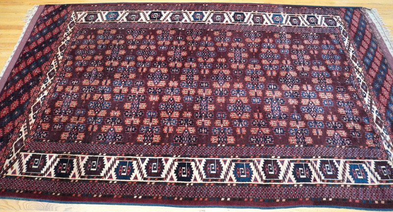 Antique Turkman Yomud Tribe with Kepse Gul Design Main Rug 6'3" x 10'8" gallery