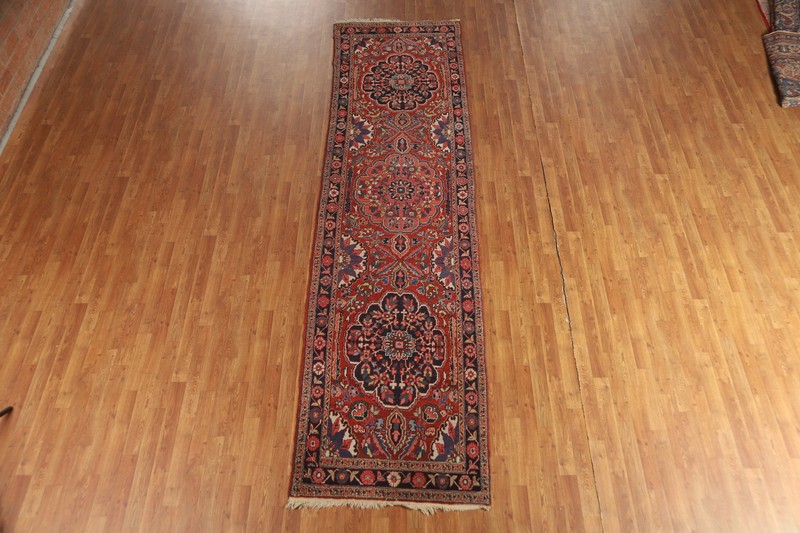 Vegetable Dye Semi-Antique Heriiz Serapi Runner Rug Wool Handmade Carpet 3x13 gallery
