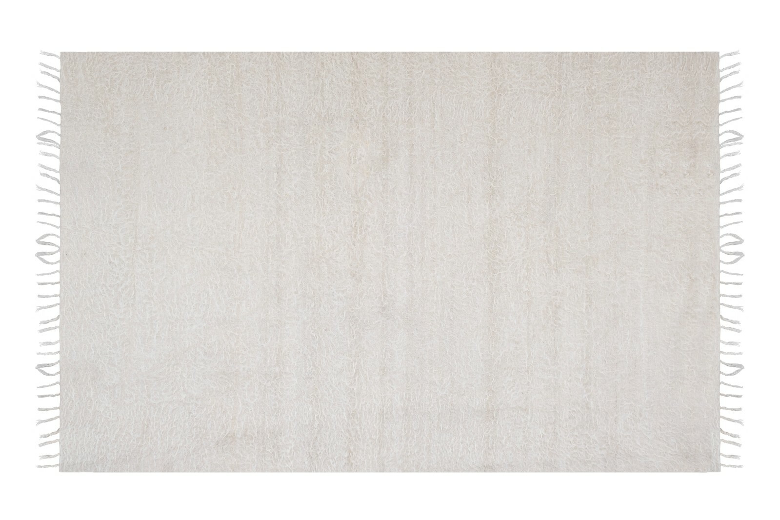 1970s Vintage White Siirt Kilim Blanket Rug 4'2" X 6'2" gallery