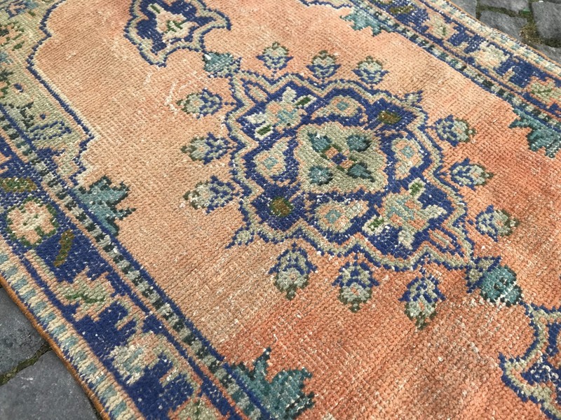 Bohemian Area Rug Handmade Wool Rug Turkish Vintage Traditional Rug 2,6 x 4,9 ft gallery