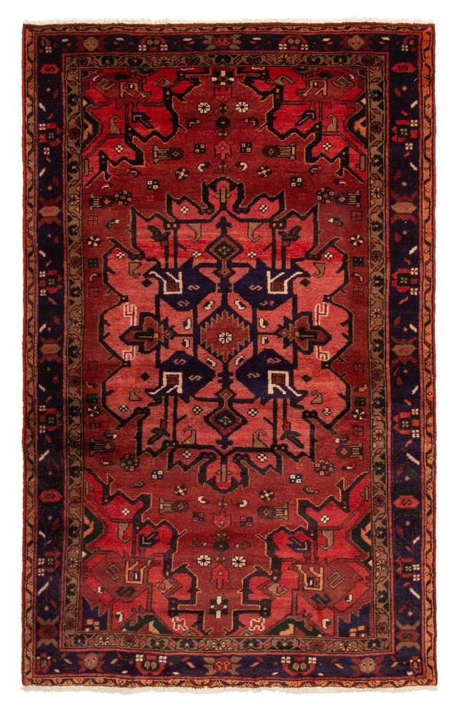 Vintage 4'3" x 6'9" Traditional Hand Knotted Vegetable Dye Wool Area Rug