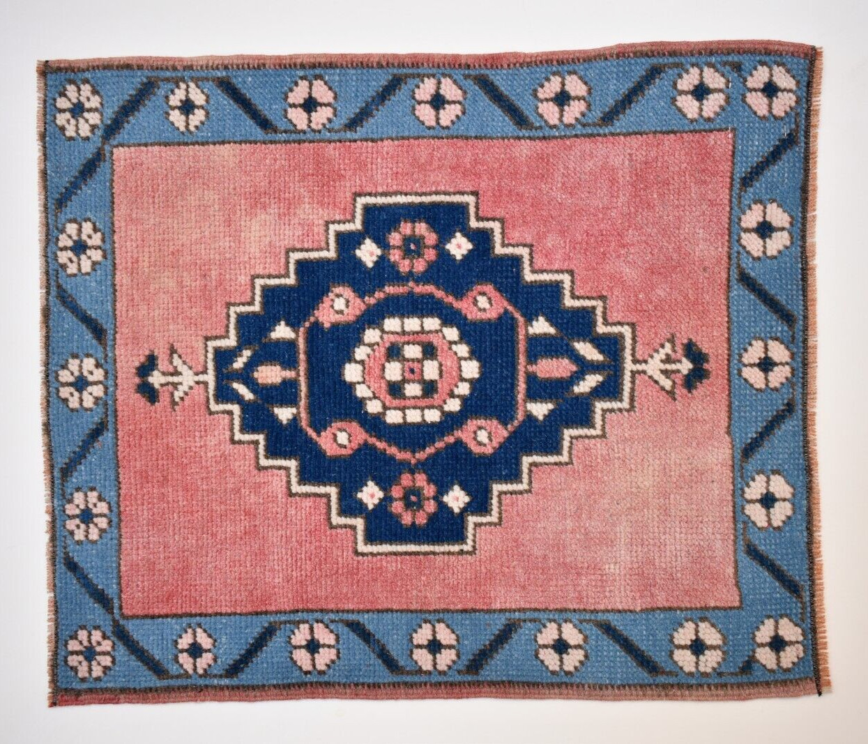Turkish Rug 23'' x 27'' Vintage Handmade Rug Small Doormat Wool Pile Area Carpet gallery