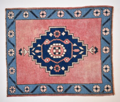 Turkish Rug 23” x 27” Vintage Handmade Rug Small Doormat Wool Pile Area Carpet