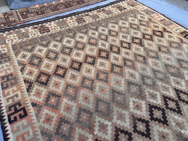 9'8 x 16'3 ft Vintage Afghan Kilim Flatweave Wool Large Muted Traditional Rug gallery