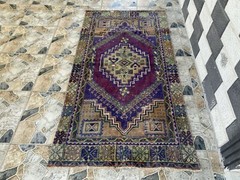 Geometric Oushak Vintage Turkish Rug Handmade Farmhouse Oriental Rug 3×6 ft