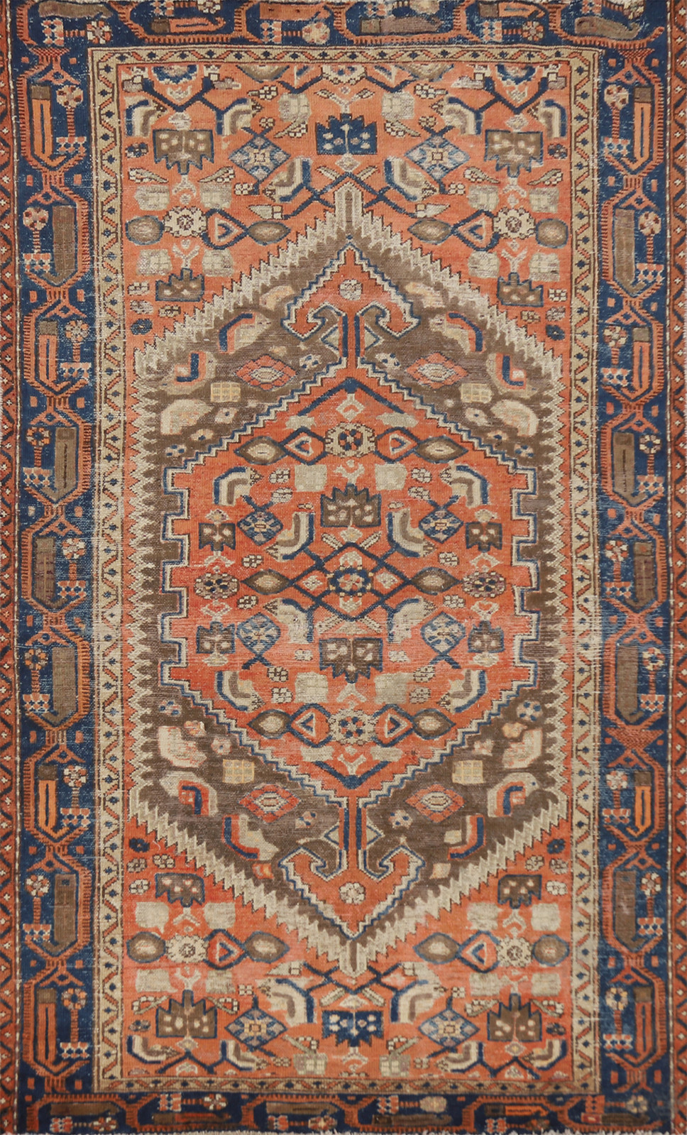 Traditional Vintage Orange Rug 4x7 Ft Hand-Knotted Geometric Wool Carpet gallery