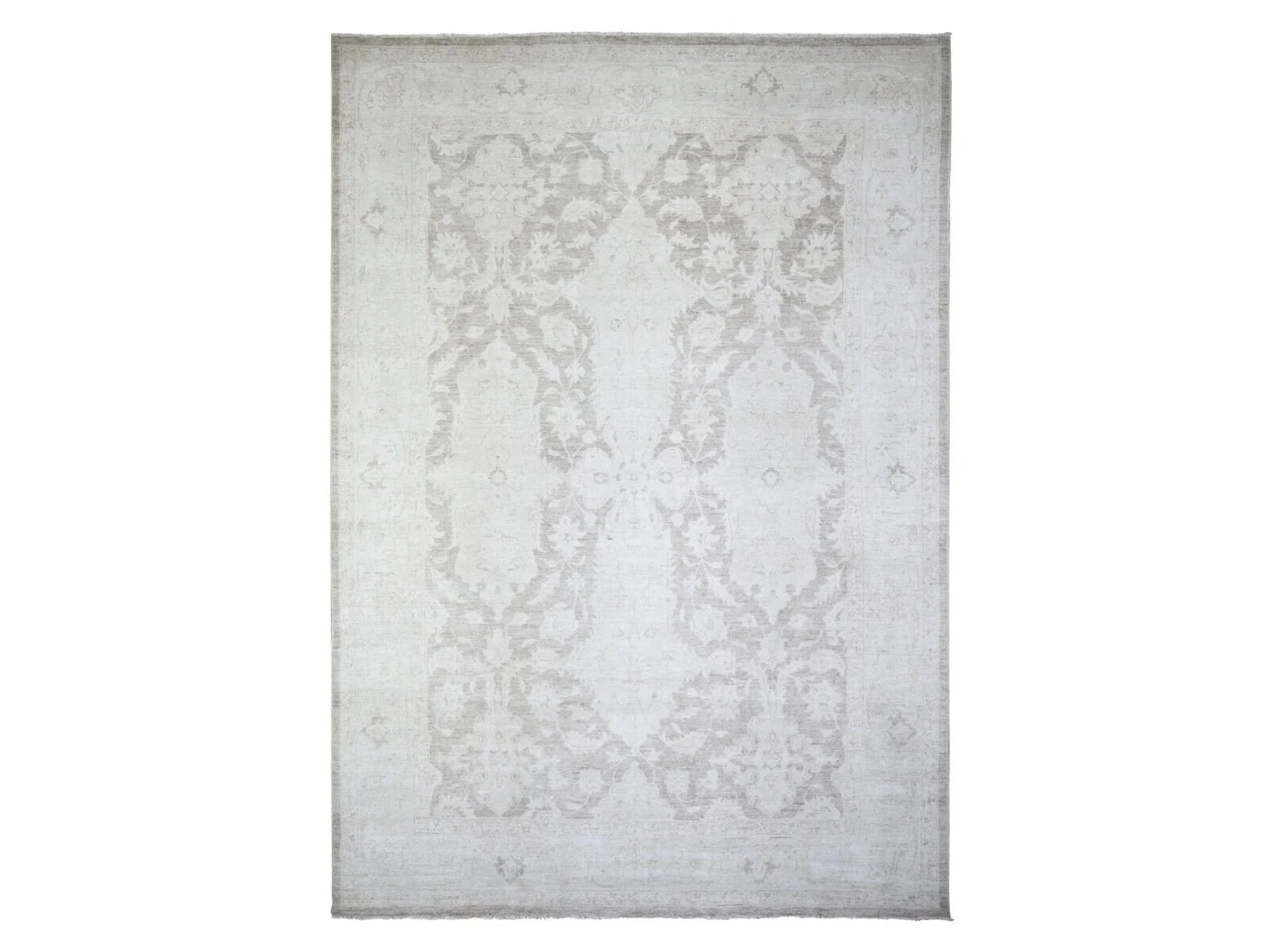 Rare 9'9"x14' Battleship Gray, Angora Pile White Wash Oushak with Faded Design gallery