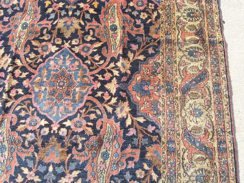 Antique 1800s I s p h a h a n Ahmad Agha Fine Oriental Rug Carpet 54x88" pile gallery