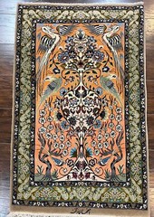 Fine Small Oriental Rug 2.6 x 4 Kork Wool Silk Foundation Signature Masterweaver