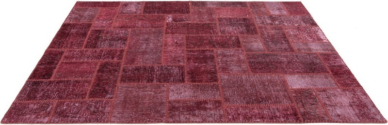 Patchwork 200x157 cm Hand Knotted Vintage Rug Red Rectangular Carpet gallery