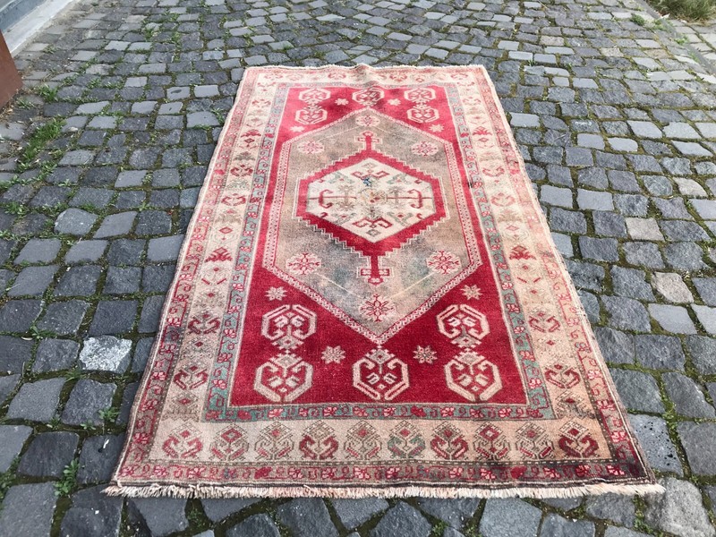Turkish Antique rug Bohemian Area rug Oushak rug Vintage Rug Handmade Wool rug gallery