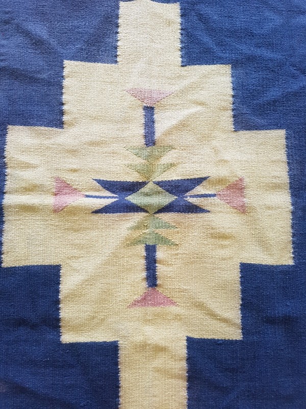 Vintage Handmade Mexican Geometric Wool Kilim Flat-weave Rug 176x113 cm gallery