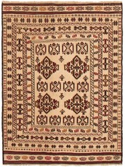 Vintage Hand Woven Area Rug 4’2″ x 5’11” Traditional Wool Oriental Carpet