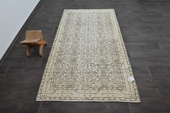Oushak Turkish Vintage Rug 4×7 Kilim Rug Anatolian Handmade Boho Decor BEIGE