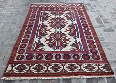 4’6 x 7’7 Handmade vintage afghan tribal qalaino kilim rug, Best area kilim rug