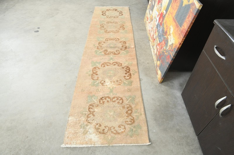 2x8 Turkish Runner Rug Hand-Knotted Vintage Oushak Rug Boho Decor Carpet,597 gallery