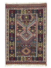 Anatolian Turkish Kilim Rug 4.5×6.6 ft – Ruby Red & Olive – Tribal Boho Decor