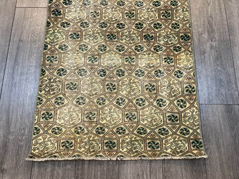 Green Runner Rug, Handmade Runner Rug, Vinatge Runner Rug, 2.6 x 9.6 ft gallery