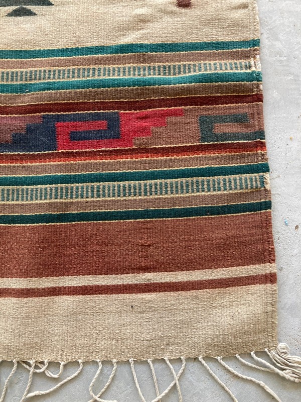 Antique Navajo Handwoven Diamond Medallion Native American Kilim Rug 145x75 cm gallery