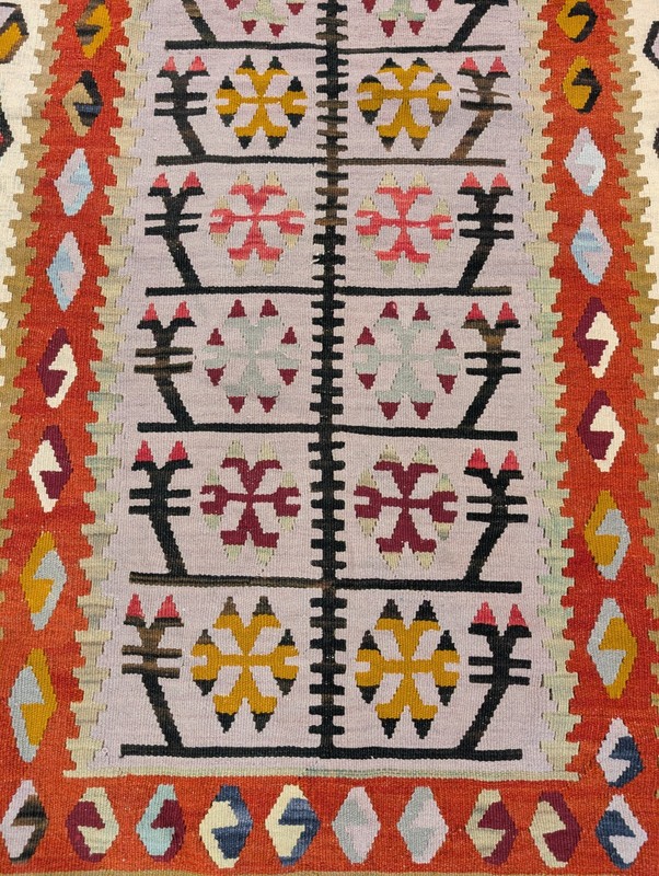 Vintage Romanian Kilim Rug Tree of Life Balkan Flatweave 3.5x5.5 Folk Textile gallery