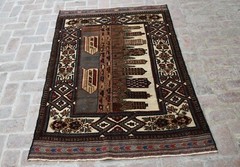 4’1 x 6’3 ft Handmade vintage afghan tribal berjesta pictorial wool persian rug