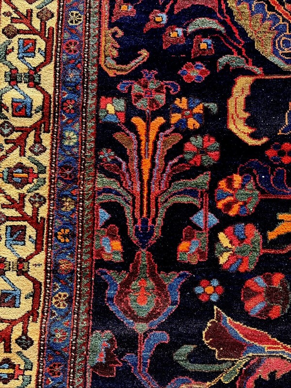 Gorgeous 6 X 11 Lilihaan-Sarouk Stunning Electric Indigo Peach Aqua Maroon Sage gallery