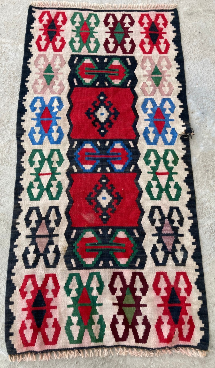 Vintage Handmade Traditional Turkish Anatolian Wool Kilim Runner Rug 118x59 cm gallery