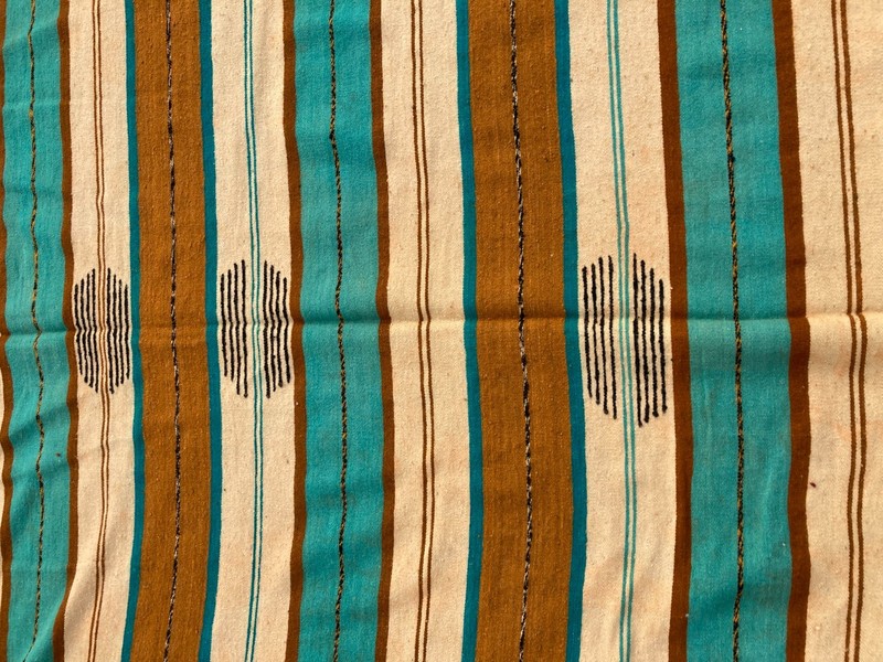 Vintage Handmade Traditional Mexican Striped Kilim Floor Rug Carpet 330x187 cm gallery