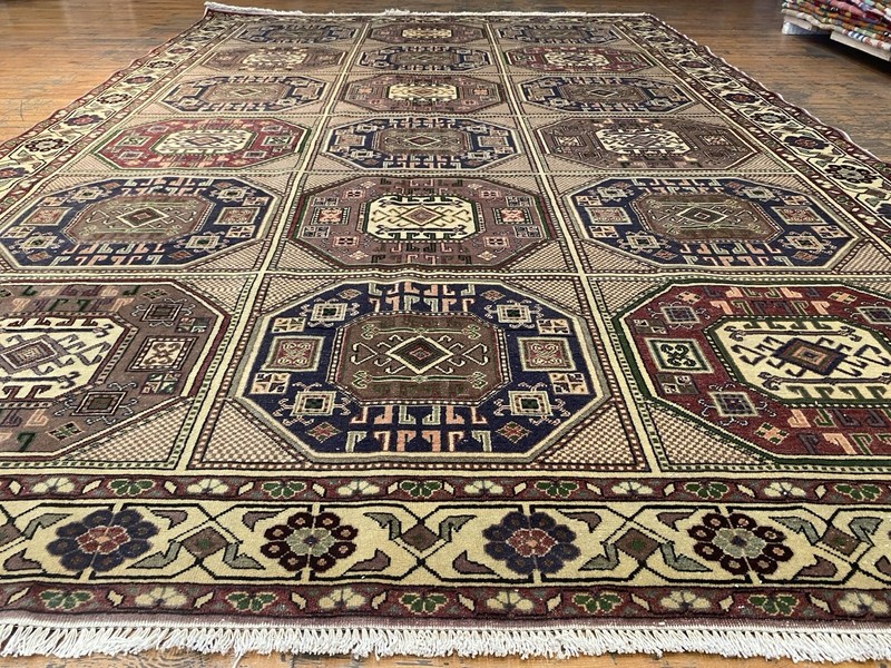 Beautiful 1930-1939s Antique Wool Pile Natural Dyes Bunyan Rug 6’5”x9’8” gallery