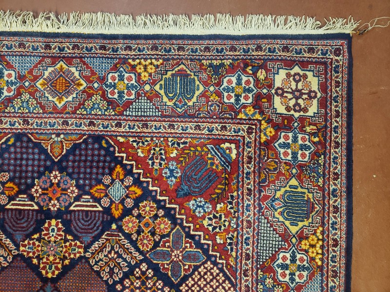 Per'sian Rug 5x7, Dark Blue, Multicolor Panel Design, Wool Handmade gallery