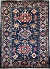 Handmade Wool Area Rug, 4×6 , Blue & Red Rug, Oriental Rug