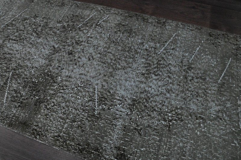 Vintage Turkish Runner Rug 2x7ft GRAY Handmade Anatolian Oushak Hallway Wool gallery