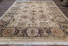 Indo Per’sian Mahal Rug 8×10, Beige, Handmade, Wool Carpet