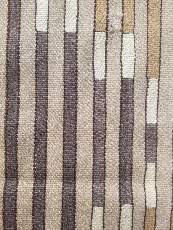 Vintage Traditional Handmade Scandinavian-style Striped Wool Beige Kilim 6.5x4ft gallery