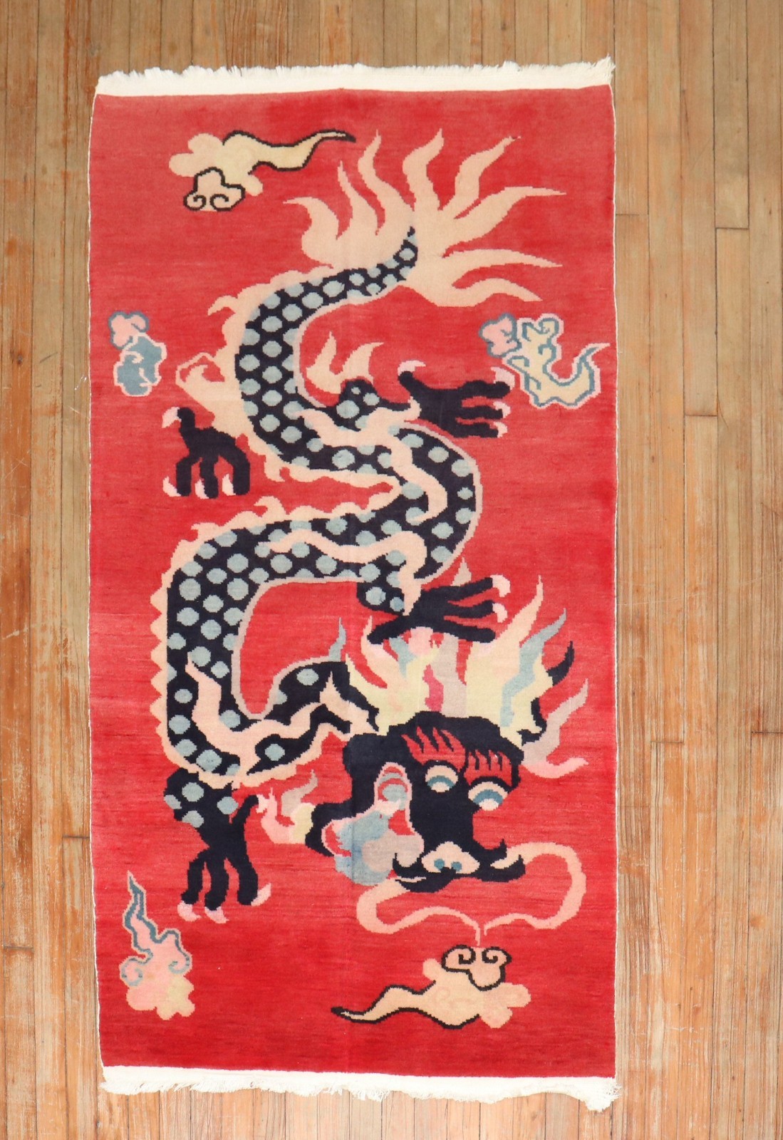 Vintage Tibetan RED Dragon Rug Size 3'x5'7'' gallery