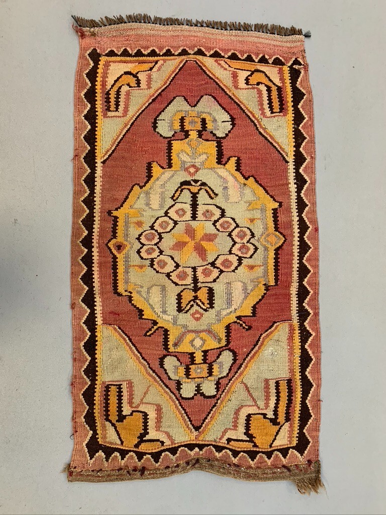 Vintage Turkish Mini Kilim 102x55 cm Wool Small Kelim Runner, shabby Chic gallery