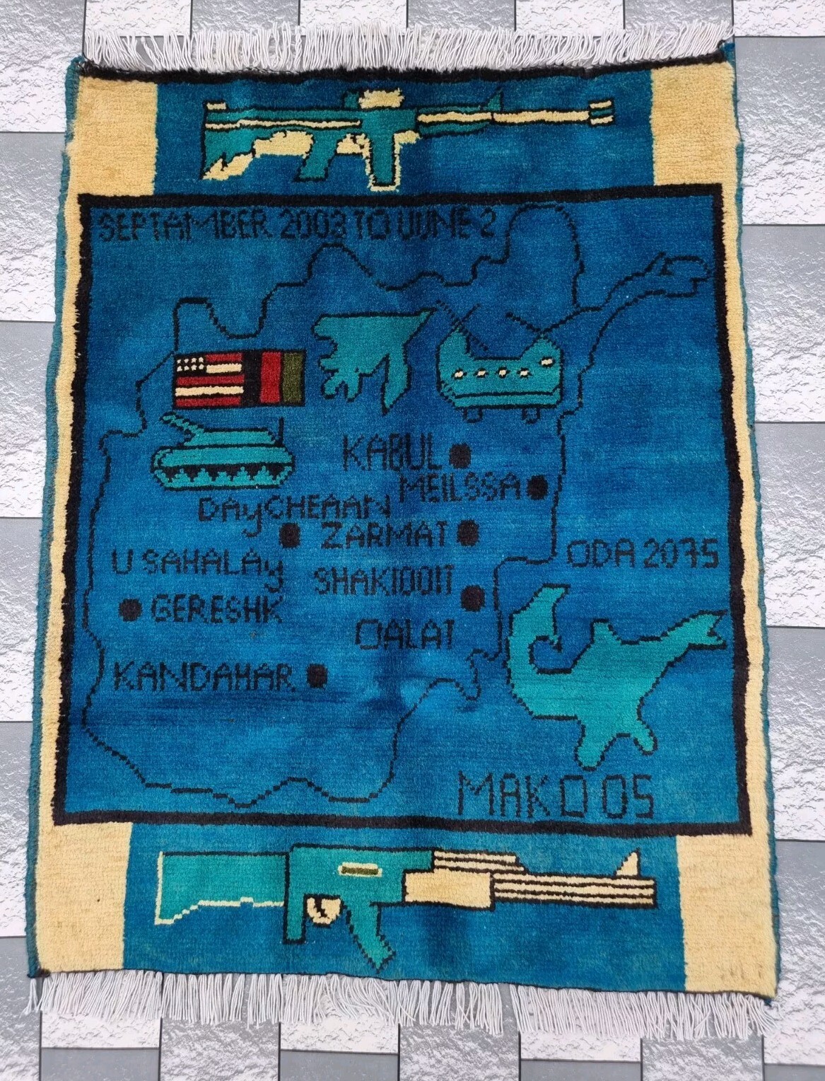 Handmade Afghan Vintage War Rug Historical War Rug Wool Area Rug Size 80x60 cm gallery