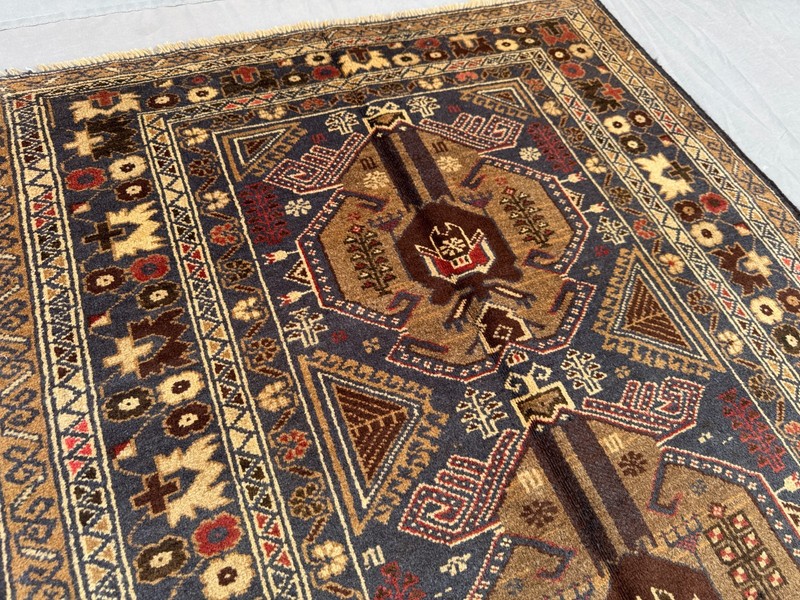 3'7x7 ft Vintage Afghan Hand Knotted Tribal Wool Rug • Oriental Nomadic Carpet gallery