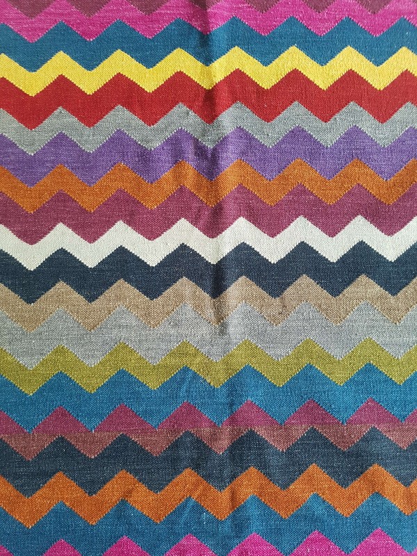 Vintage Handmade Traditional Geometric Multicolor Kilim Rug Carpet 186x135cm gallery