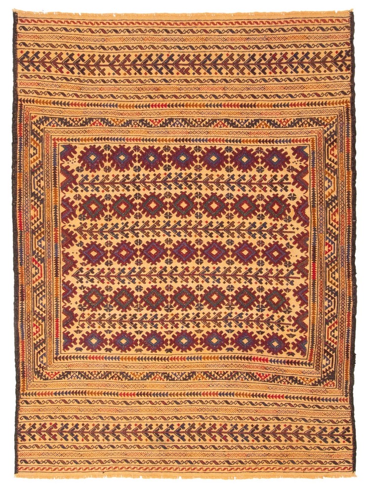 Vintage Hand Woven Area Rug 4'5" x 6'4" Traditional Wool Oriental Carpet