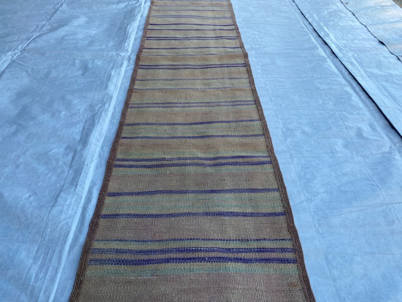2x10 ft Handwoven Afghan Turkmen Faded Antique Tribal Vintage Runner Wool Kilim gallery