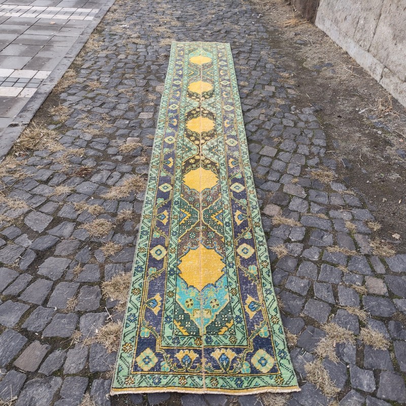 2x13 Turkish kitchen rug 2.17 x 13.16 ft Vintage Patchwork 66 x401 cm Runner Rug gallery