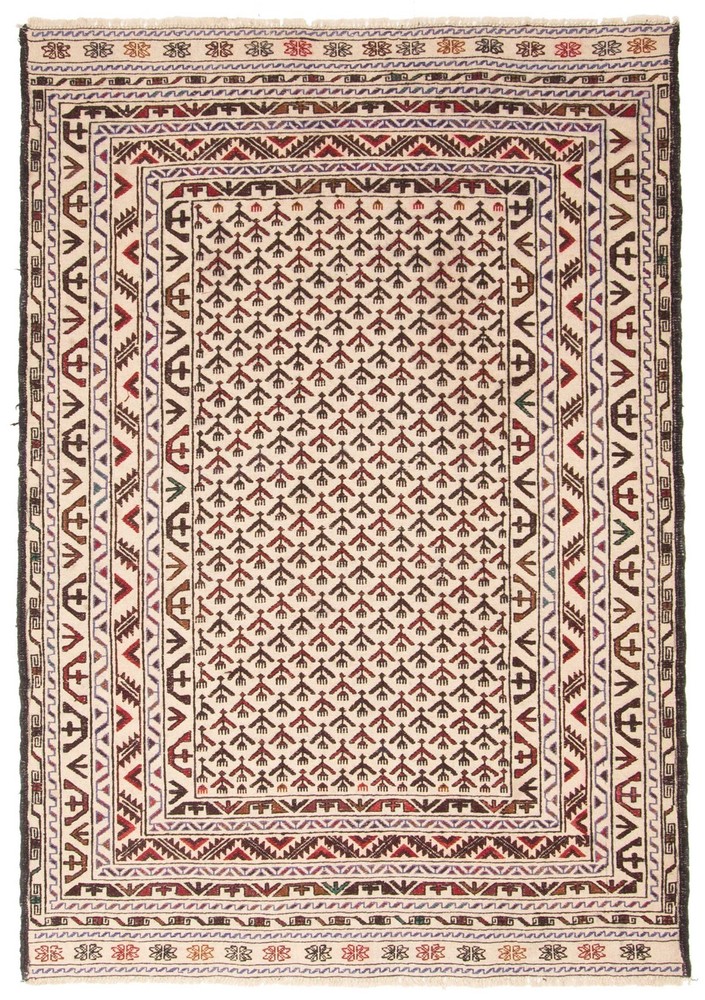 Vintage Hand Woven Area Rug 4'3" x 6'1" Traditional Wool Oriental Carpet