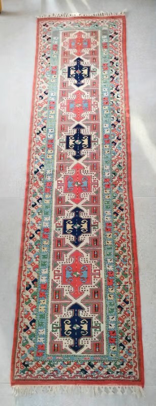 Hand woven Turkish Eastern Kayam pure wool carpet runner. 80x318cm gallery