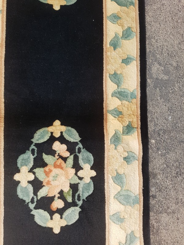 Vintage Chinese Floral Woolen Beautiful Art Deco Home Decor Rug Carpet 307x68 cm gallery