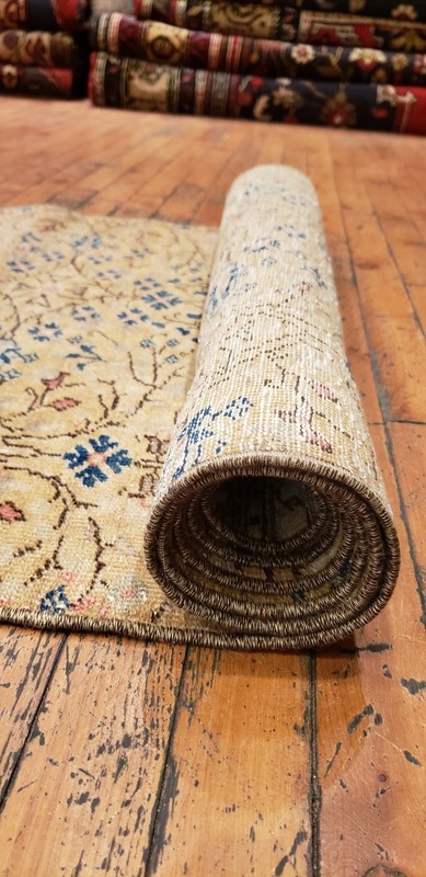 Beautiful 1930-1939's Antique Wool Pile 2'3"×9'5" Henna Natural Dye Bunyan Rug gallery