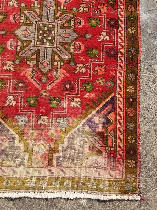 Distressed Vintage Traditional Handmade Afghan Wool Multicolor Rug 287x65cm gallery